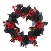 Decorative Flowers Halloween Wreath Front Door Hanging Winter Black And Red Rose For Office Year Party Window Wedding