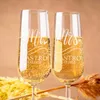 Kieliszki do wina Zestaw 2 spersonalizowanych pana i pani Wedding Toasting Flutes Custom Bride pan młody