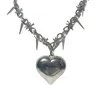 Pendant Necklaces Barbed Wire Necklace Punk Gothic Thorns Choker Heart Long Chain