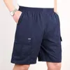 Shorts masculinos de alta qualidade, zípe de carga preta de joelho casual comprimento de algodão M-4xl masculino marinho azul sem elasticidade