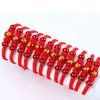 Charm armband 12 konstellationer armband för män kvinnor rött rep vävt kinesiskt stjärntecken agat pärlor smycken födelsedag