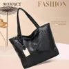 Drawstring Vintage Women Shoulder Shopping Bag Leisure PU Leather Alligator Pattern Ladies Casual Large Capacity Tote Handbags