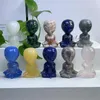 Figurines décoratives 6cm Méditation de cristal naturel Alien Curving Crafts Healing Gemstone Statue for Halloween Decoration Gift 1PCS