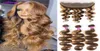 Hair Pedaços P4 27 Pacotes de destaque com feixes de ondas corporais loiros de 13x4 polegadas de 13x4 polegadas com feixes humanos de cor frontal com 58137775