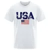 Vintage USA Flag Street Print Male T Shirts Hip Hop Street Tshirt Summer Casual Cotton Tops Large Size Breattable Tee Clothes 240412