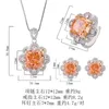 Necklace Earrings Set EYIKA Luxury High Quality Crushed CZ Flower Pendant Ring Pink Padparadscha Women Wedding Fine Jewelry