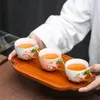 Tasses Saucers en céramique en orage en or émail émail petit tasse de thé à thé
