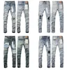 Purple Jeans Men Jeans Designer Jeans Jeans Mens Shinny Jeans Дизайнер джинсовые брюки расстроенные рваные байкер черно-голубой джинсовой джинсы Slim Fit Мотоциклевые джинсы Размер 28-40