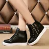 Casual Shoes Comemore 2024 Spring Inner Heightening Women's Platform White High Top Sneakers Short Leather Ankle Boots