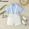 Корпуса одежды Prowow 1-6Y Детские рубашки для мальчиков голубые плед и бежевые шорты для подвески детская одежда джентльмены наряды