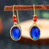 Boucles d'oreilles en peluche gouttelettes à eau vintage Couleur bleue Luxurage pour femmes Générage de fiançailles de mariage Classic High Grade Gift