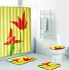 Shower Curtains 4pcs Bathroom Floor Mat Sets Anti Slip Tulips Design Bath Contour Rug Toilet Lid Cover Carpet
