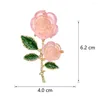 Brosches rosa blommor brosch olje-droppande gröna blad elegant tröja hjärtat kappa affärsdräkt lapel stift mode smycken presentkläder