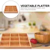 Dekorativa figurer Veggie Trays Divided Platter Bamboo Servering Tray Wood Food Server 9 Fack Candy Bowl Appetizer Sushi Plate