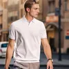 Herren Polos Sommer Herren Luxuskleidung V-Ausschnitt Polo Hemd Cleascled Striped Solid Short Sleeve T-Shirt atmungsaktiv