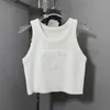 2024 Embroidery Tank Top Summer Short Slim Navel Exposed Outfit Elastic Sports Knitted Tanks Womens Tanks Camis Anagram-embroidered cotton-blend tank top Shorts