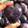 Figurine decorative in pietra naturale Lepidolite Crystal Heart Love Pothor Chakra Energy Wicca Cristalli viola e pietre Guarigione spirituale