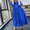 Sukienki imprezowe Zwycięska moda w stylu vintage talia Blue Dress Kobieta Summer Casual Ladies Women Korean Cotton Long 2024