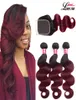 Ombre menselijk haarbundels met sluiting 44 1B99J Body Wave Hair met sluiting 34 bundels Braziliaanse lichaamsgolf menselijk haaruitbreiding4974857