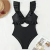 Женские купальники Cikini 2024 Rufffle Edge Sexy One Piece Swimsuit Solid Color Summer Beach Counte для женщин