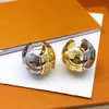 Lettre classique L 18k Gold plaqué rond Ball Gol et argent Couleur assorti des boucles d'oreilles assorties de la marque Belle des boucles d'oreilles Mariage de mariage Gift Femme Vo V V L