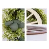 Decorative Flowers Artificial Spring Wreath With Welcome Wheel Leaves For Front Door Wedding Party Indoor And Outdoor Decorations