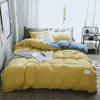 Conjuntos de cama 4pcs cores duplas casas têxteis lençóis travesseiros