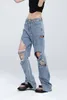 Damesjeans scheurde gat met spleet denimpant elegante slanke high street plus size Jean Trouser Women Fashion Casual Y2K Pants Solid Blue