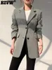 Costumes de femmes BZVW Office Lady Plaid Blazers For Women 2024 Spring Single Breasted Gathered Waist Jackets Fashion Coats Vêtements 26d8574