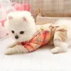 Собачья одежда Осенняя одежда плед в плед Весна ПЭТ милый щенок летний красный футболка маленький костюм подвесные брюки для комбинезон