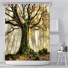 Shower Curtains Nature Tree Retro Large In Foggy Forest Landscape Bathroom By Ho Me Lili Curtain Waterproof Polyester Cloth With Hooks