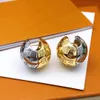 Lettre classique L 18k Gold plaqué rond Ball Gol et argent Couleur assorti des boucles d'oreilles assorties de la marque Belle des boucles d'oreilles Mariage de mariage Gift Femme Vo V V L