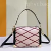 Hard Case Bag Diamond Check Square Handväska Mäns och kvinnors lilla fyrkantiga väska Fashion Crossbody väska äkta läder axelväska