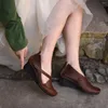 Vestido sapatos artmu altos cunhas de salto 2024 Madeiro pontudo de 4,5 cm de espessura de couro genuíno de luxo de couro genuíno de luxo