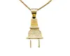 Ny ankomst Hip Hop Plug Pendant Halsband 18K Verklig guldfärg för män Kvinnor Hiphop Jewelry9198533
