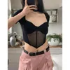 Women's T Shirts 2024 Summer Elegant Slim Blue Women Evening Party Sexig Y2K Crop Top Office Lady Kort ärmskjorta Koreanska moderecensioner