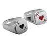 Cluster Rings The Ace Of Spades Ring Stainless Steel Jewelry Classic Red Heart Motor Biker For Men Women Whole 37B3609146