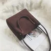 Çanta Vintage Deri Kadın Tote Lüks Sahte Süet Süet Crossbody Bags Bayanlar Çantalar ve Çantalar Kadın Düz Renk Omuz