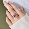 Cluster Rings S925 Silver Ring High Carbon Diamond Female 6 9 Simulerat Pigeon Blood Red Heavy Industry Gemstone