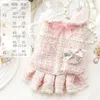 Ins Winter Dog Clothes Cat Princess Dress Backpack Pink Luxury Fashion Design Thickened Skirt Christmas 240402