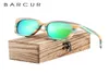 Barcur Lunettes de soleil polarisées en bois unique Gradient Bamboo Sun Glasses For Men Women Sports Eyewear Square Style4062704