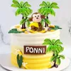 Şenlikli malzemeler 10 adet maymun kek topper hindistan cevizi ağaçları muz dekorasyon orman safari hayvan temalı doğum günü bebek duş partisi