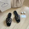 2024 Women Luxurys Slippers Designer Sandals Flat Triangle Slides Summer Fashion Black White Blue Brown Pink Leather Beach Embroidered Dazzle Flip Flops Scuffs