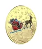 10 styles Santa Commemorative Gold Coins Decorations Embossed Color Printing Snowman Christmas gift Medal Whole6736259