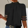 Frauenblusen Mode von Schulter schwarzer Büro Damen Tops und Frauen 2024 Sommer Casual Short Sleeve Top Femme Hemd Hemdbluse Frau
