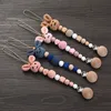 Baby Wooden Pacifier Clip Wood Crochet Rabbit Teething Soother Chain For Nursing Chew Toy Dummy Holder A Free 240409