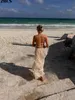 Plisowane topy z uprawami długie garnitur Kombinia Kobieta kantarki bez rękawów spódnice 2024 Summer Ladies Sexy 2 -Place Beach strój 240402