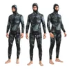 Wetsuit 5mm Kamuflaj Uzun Kollu Fisyon Kapşonlu 2 adet neopren dalgıç erkekler sıcak tüplü dalış kıyafeti tutun 240407