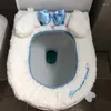 Toiletbrekhoezen Mooie deksel verdikt schattige winter fluwelen warm ronde kussen huis badkamer decoraties accessoires
