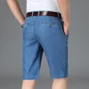 Klassieke stijl Summer Mens Business Thin Denim Shorts Lyocell Fabric Straight Fit Stretch Blue Short Jeans Male Brand 240410